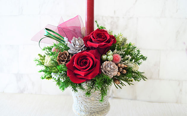 クリスマス プリザーブドフラワー ギフト プレゼント 誕生日 お正月 記念日 着せ替え 2個セット 送料無料 エトワ プリザーブドフラワーのクリスマス 素材を詰め合わせた、キャッチ-な星型BOXアレンジクリスマススター レッド