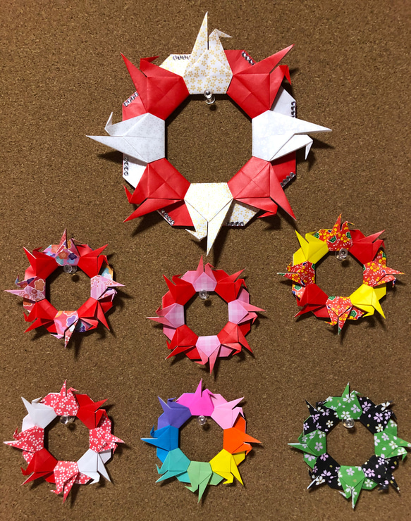 折り紙お正月リース＊鶴・ブルー リース ケロティ 只今、発送まで10〜15日通販 13108734Creema クリーマ