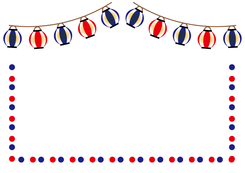 夏 夏祭り お祭り 提灯 フレームイラスト