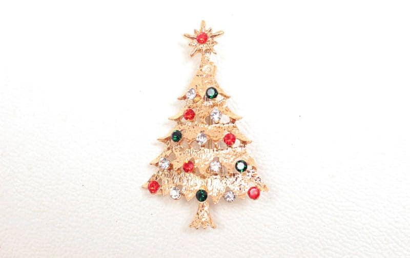 Amazon.co.jp:ZENONSONG エレガント 上品 スワロフスキークリスタル 天然淡水パールクリスマスブローチ クリスマスツリー2点セット: ファッション