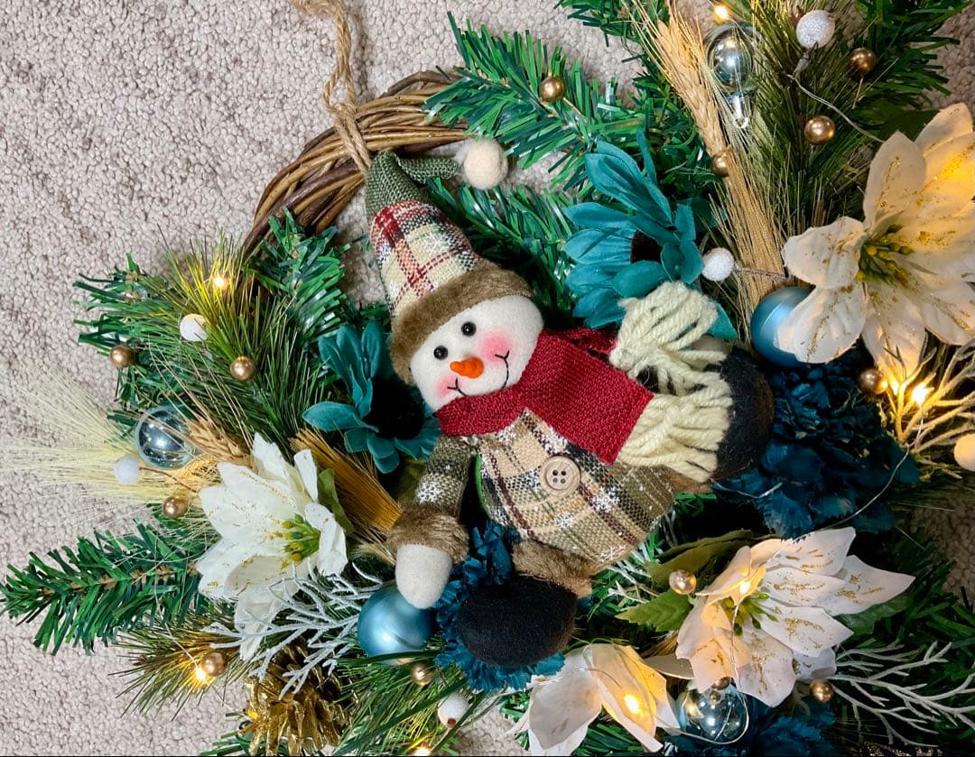 折り紙 雪だるまリース Origami Snowman Wreath