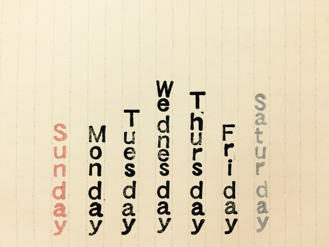 曜日モジ 7個セット b-241手帳スタンプ,日付スタンプマルシェオリジナル手帳スタンプ