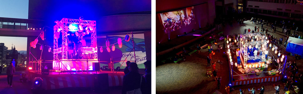 近代盆踊りヤグラ 愛称「ディスコ・ヤグラ」リング製造・アルミトラスエコクラフト