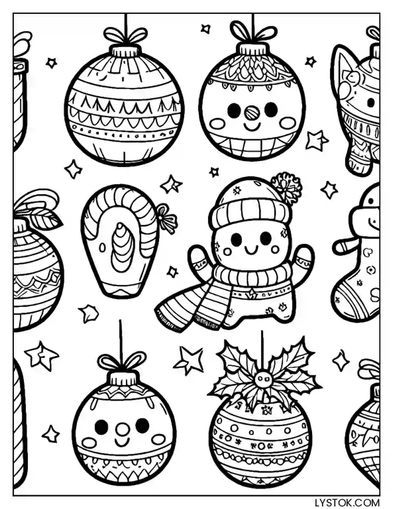 Enfeites de Natal com flocos de neve, chapéus, estrelas, bolas de árvore deNatal, meia laranja, presenteVetor Premium