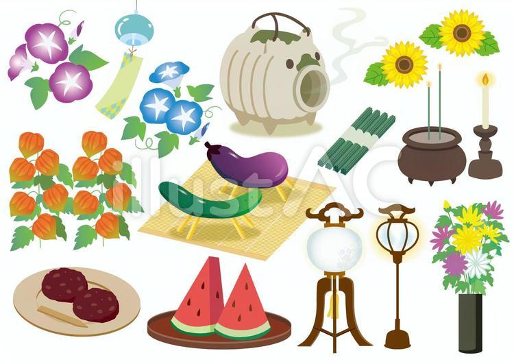 夏の素材・お盆の飾りのフレーム 青無料イラスト素材素材ラボ