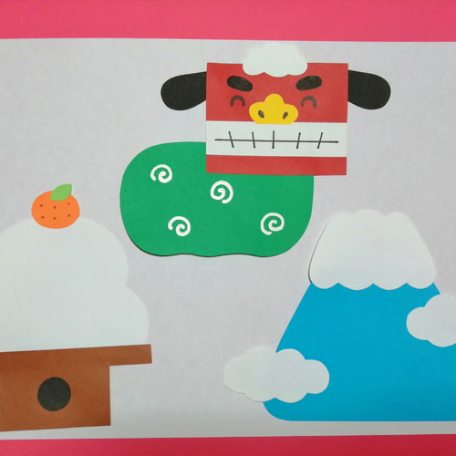 1月の壁面「うさぎとお正月」 保育士ワーカ