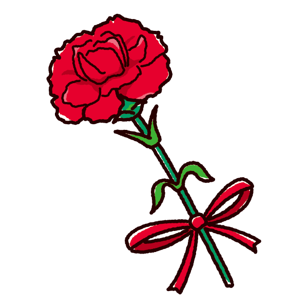 母の日のイラスト「カーネーション1輪」かわいいフリー素材集 いらすとや