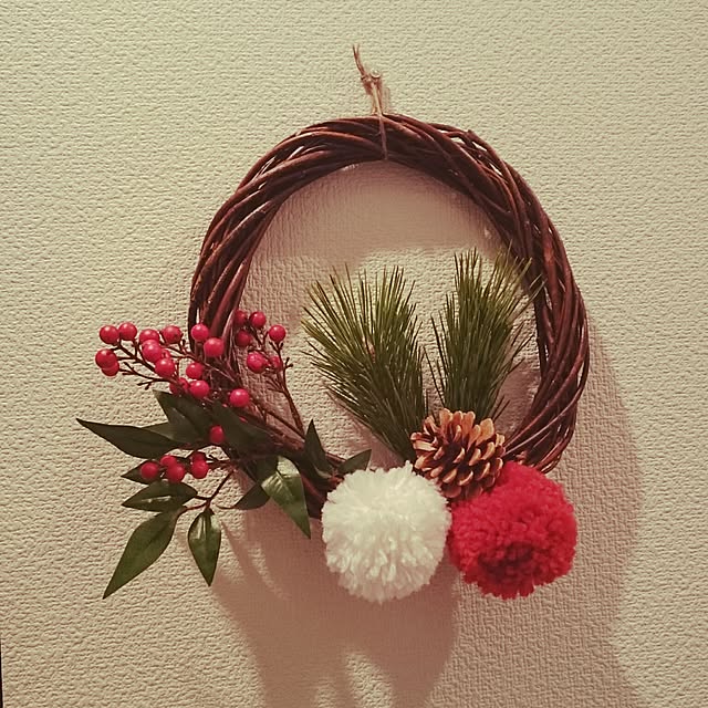 クリスマスリースをお正月飾りにリアレンジLEE