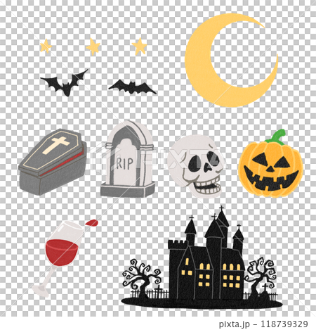 ハロウィングッズセットイラストレイン🚂 - イラスト無料素材