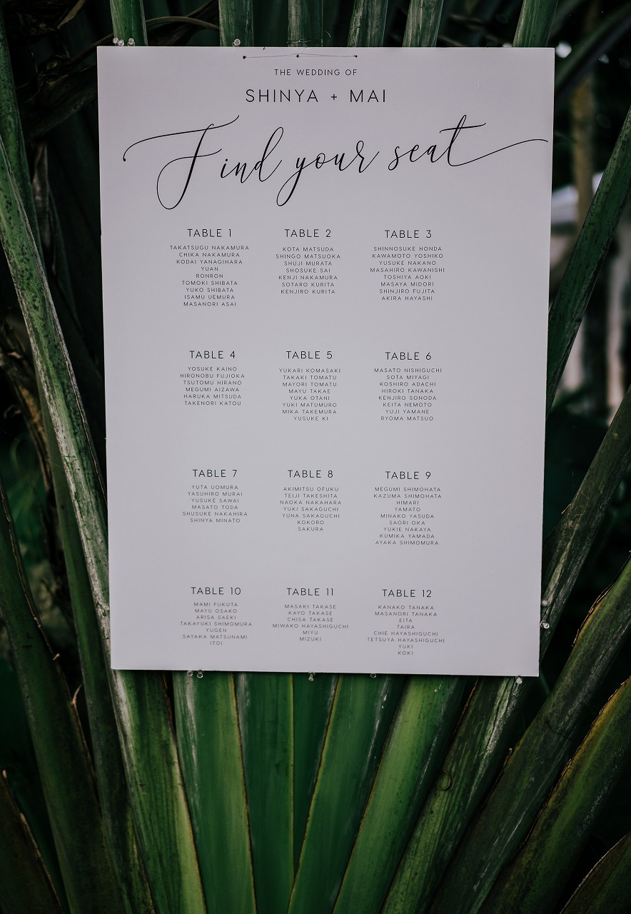 シーティングチャート 結婚式Maron Wedding