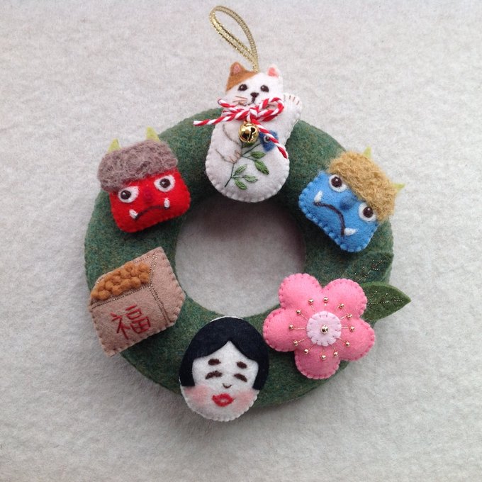 毛糸の「節分リース」の作り方 工作 明日の介護をもっと楽しく 介護のみらいラボ 公式