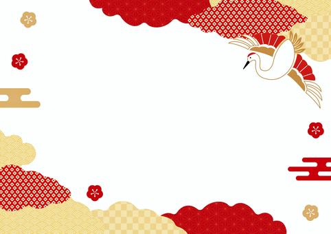 フリーイラストお正月のアイテムと水引のフレームパブリックドメインQ：著作権フリー画像素材集