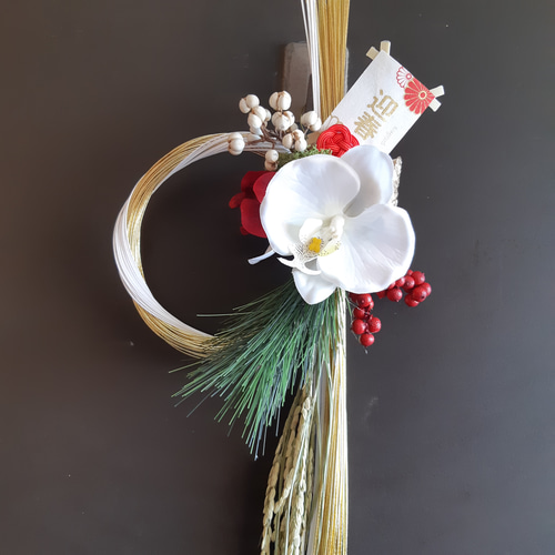 正月に使える花資材ピック水引玉結びでフラワーアレンジ