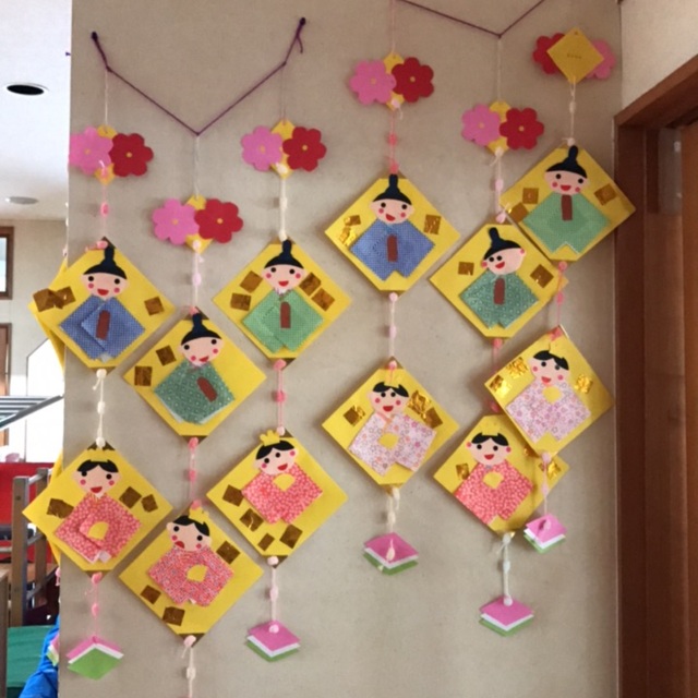ひな祭り素材─見出し、吊るし飾り：イラスト無料