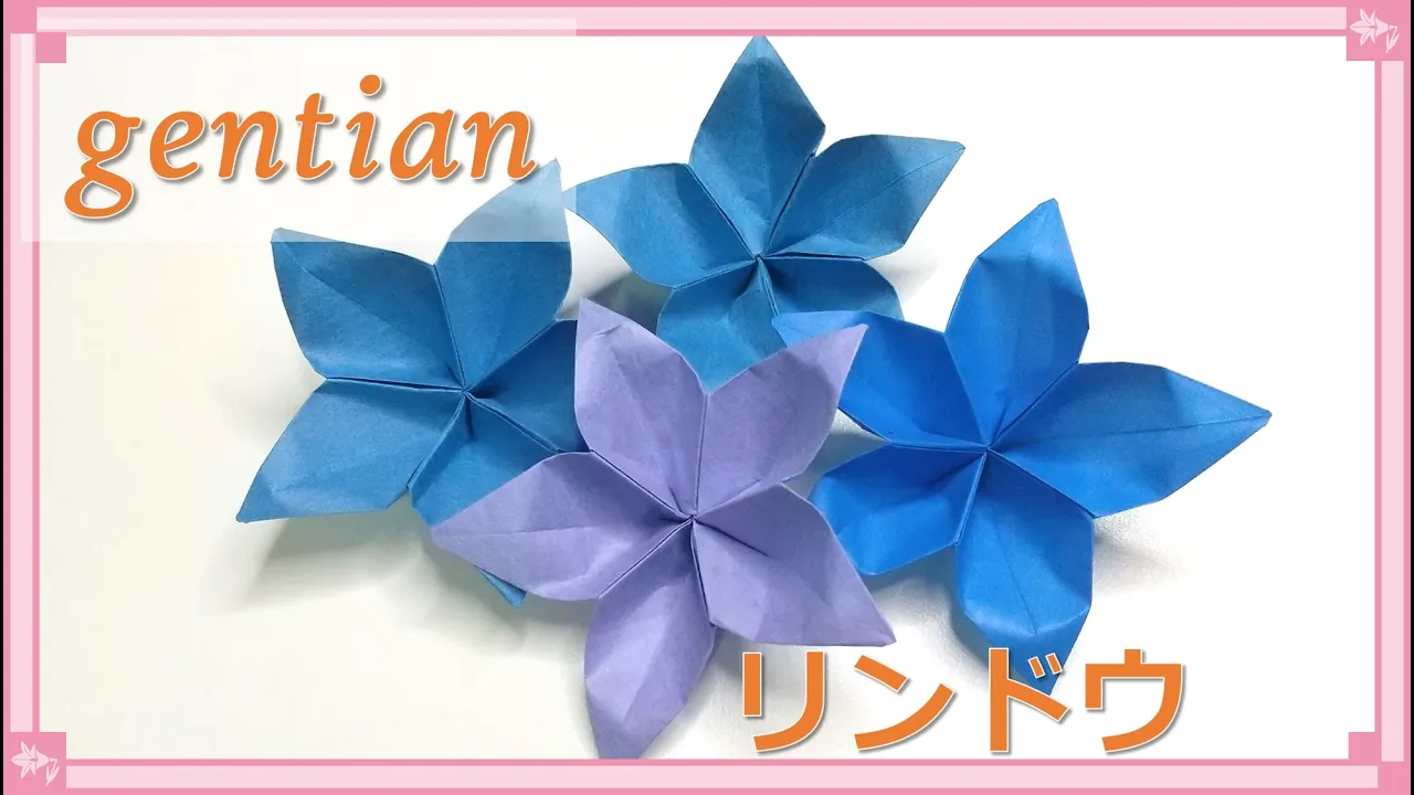 折り紙の桃の花！立体と平面な折り方・葉っぱ付き 全5種類