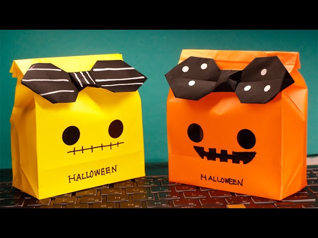 かぼちゃの小物入れ☆作り方ハロウィングッズを紙袋リメイクで簡単に♪リメイーナ