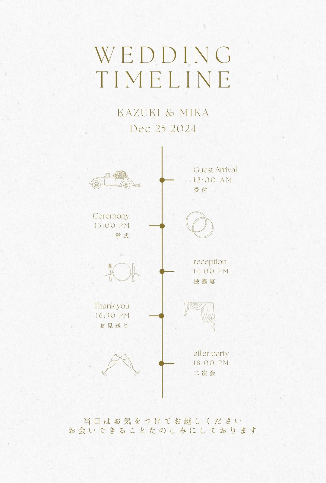 ウェディングタイムライン・結婚式スケジュール表テンプレートでおしゃれなデザインを無料で作成！Canva