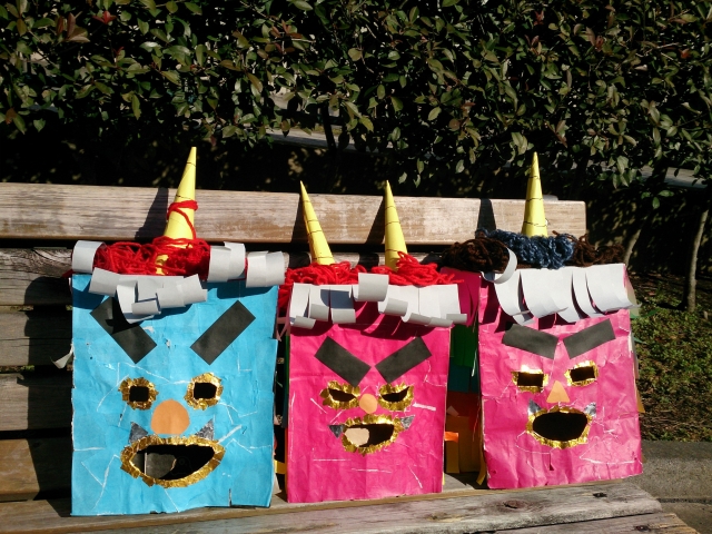 節分 オニのお面 製作キット 6枚セット ガーランド はる 通販 15201148Creema クリーマ