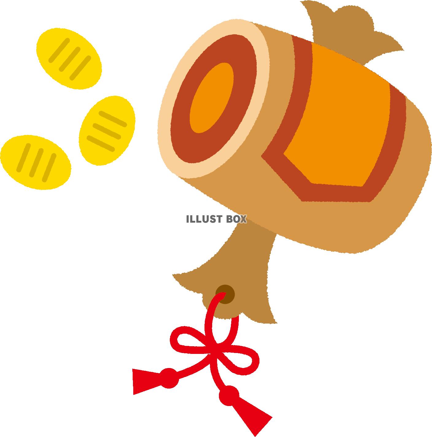 金の小槌と椿の年賀状イラスト年賀状の無料テンプレートやイラスト