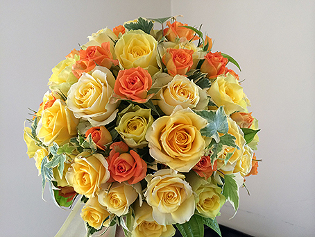 花のギフト 花清ウェディングブーケ・黄色オレンジ系