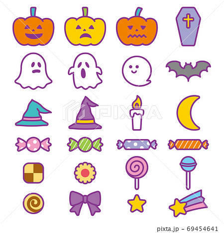 ハロウィンアイコン素材セットイラスト