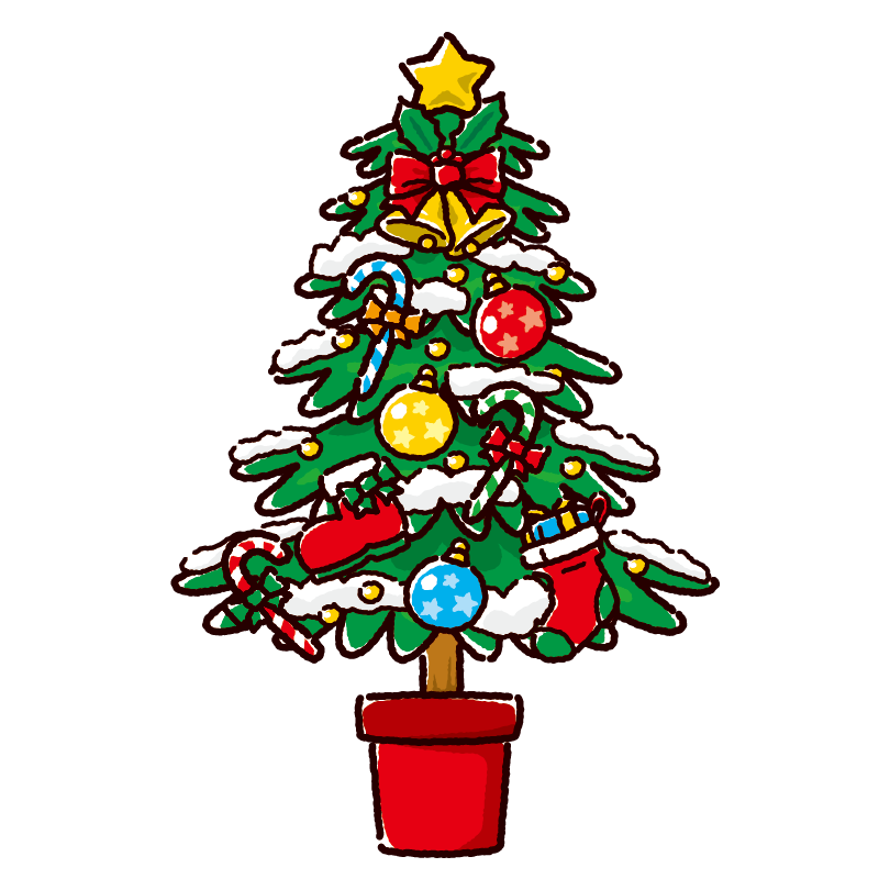 クリスマスツリーのシルエットイラストイラスト無料・かわいいテンプレート