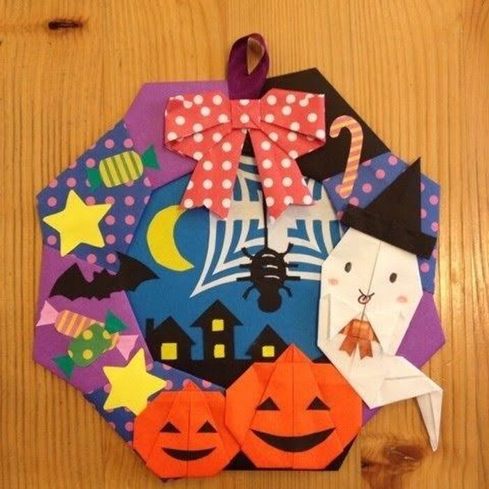 ハロウィンのリース飾り創作折り紙 カミキィ