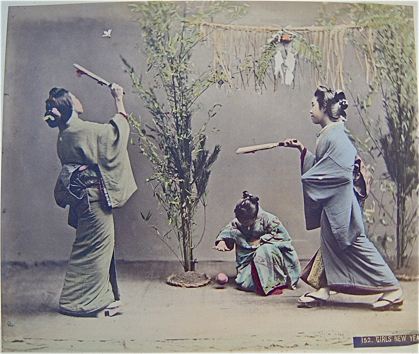 羽子板 羽根つきイラストクラウド