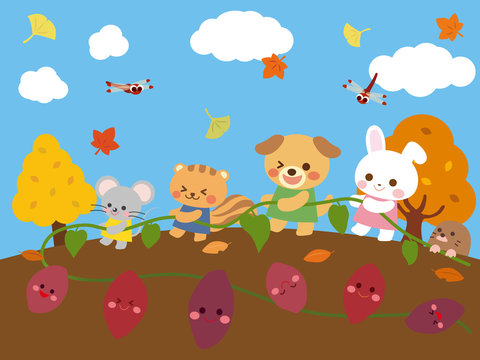 いも掘りかわいい無料素材 イラスト工房