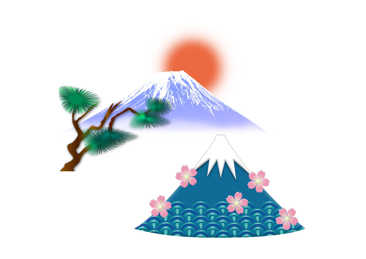富士山 日の出 和柄 年賀状 背景 イラスト素材6571327- フォトライブラリ