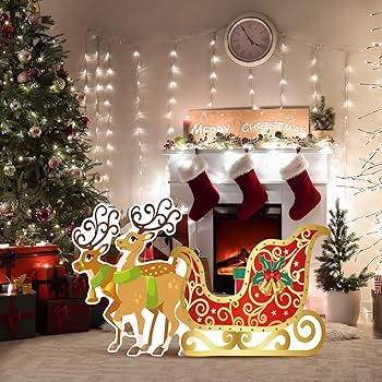 段ボール サンタそり スタンドアップ クリスマス 段ボール 切り抜き スタンドアップ サンタのそり 等身大 段ボール 切り抜きクリスマスパーティーの装飾用