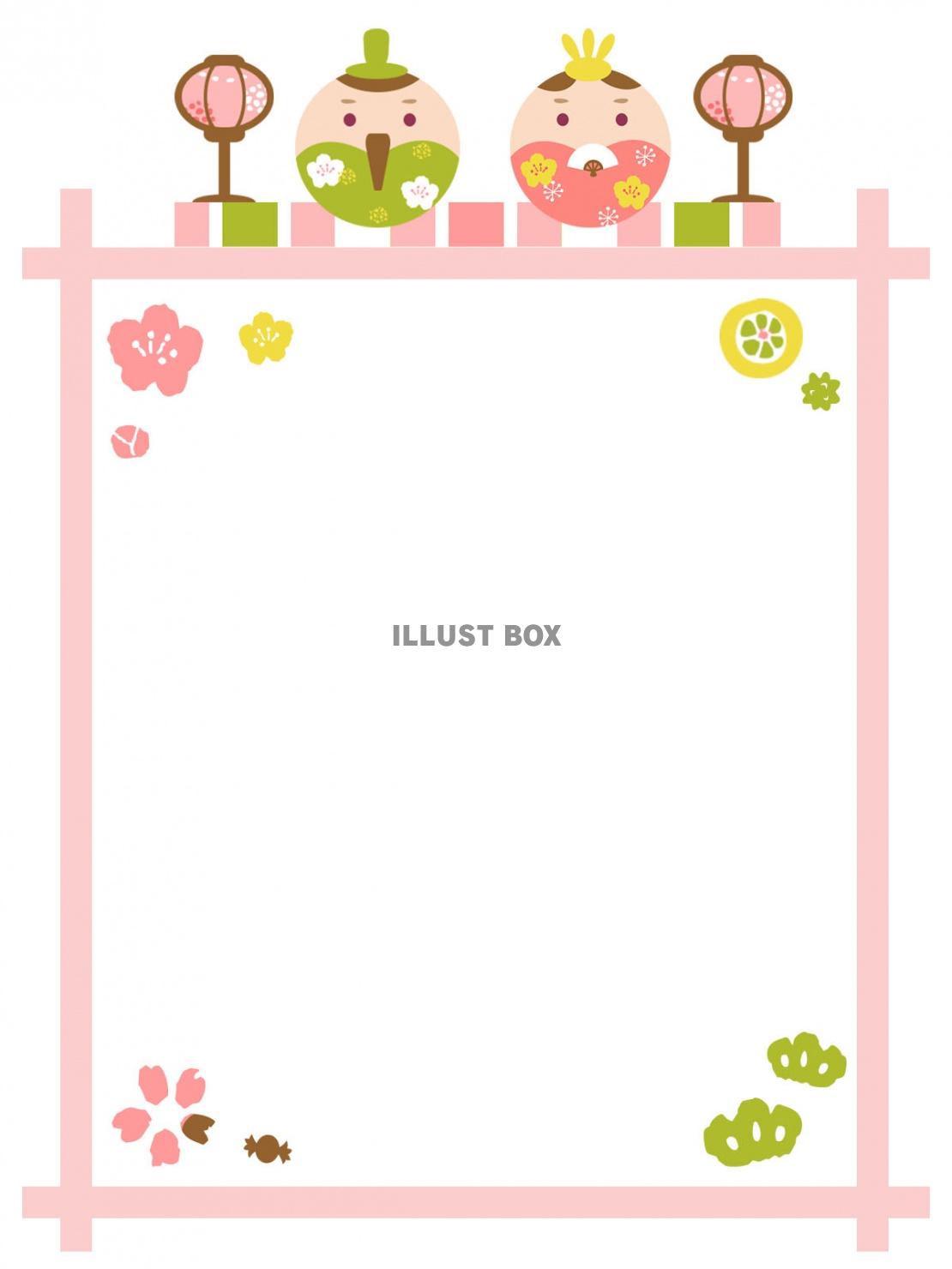 飾りフレーム縦 ひな祭りイラスト - No: 343772無料イラスト・フリー素材なら「イラストAC」