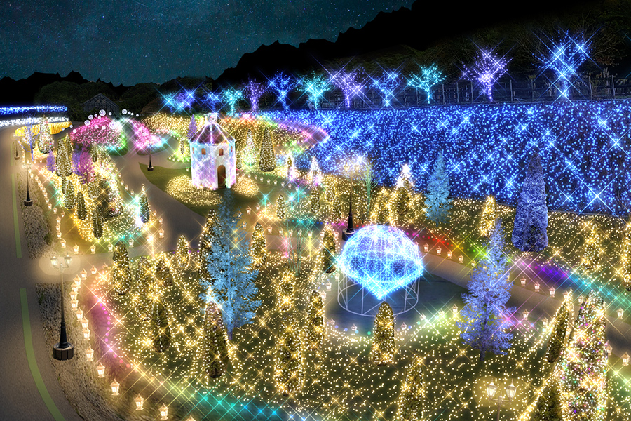 琵琶湖と虹、電飾で表現 米原・ローザンベリー多和田：中日新聞Web