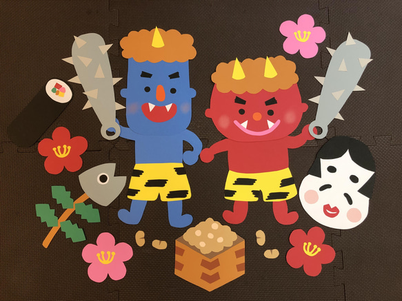 2月の壁面 「節分！心の鬼をやっつけよう」 保育士ワーカ