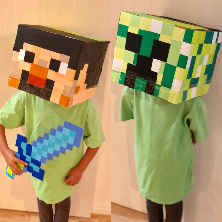 ハロウィン コスプレ 仮装 キッズ マインクラフト マイクラ Minecraft Warden ウォーデン インフレータブル 空気で膨らむ 電池式