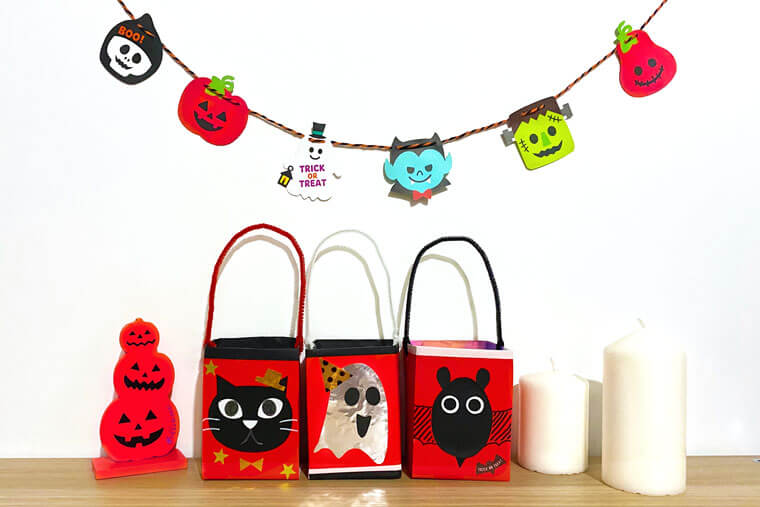 ハロウィン お菓子バッグ お菓子入れ 仮装小物 子供 キッズ 猫 ねこ 行事 牛乳パックで