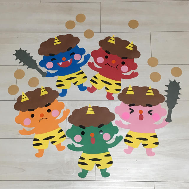 壁面飾り 2月 節分 鬼C節分飾り 2月 折り紙で作る節分の