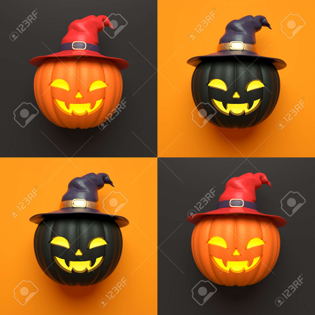 ジャック・オー・ランタン ハロウィン かぼちゃ 髑髏の顔Premiumベクトル素材