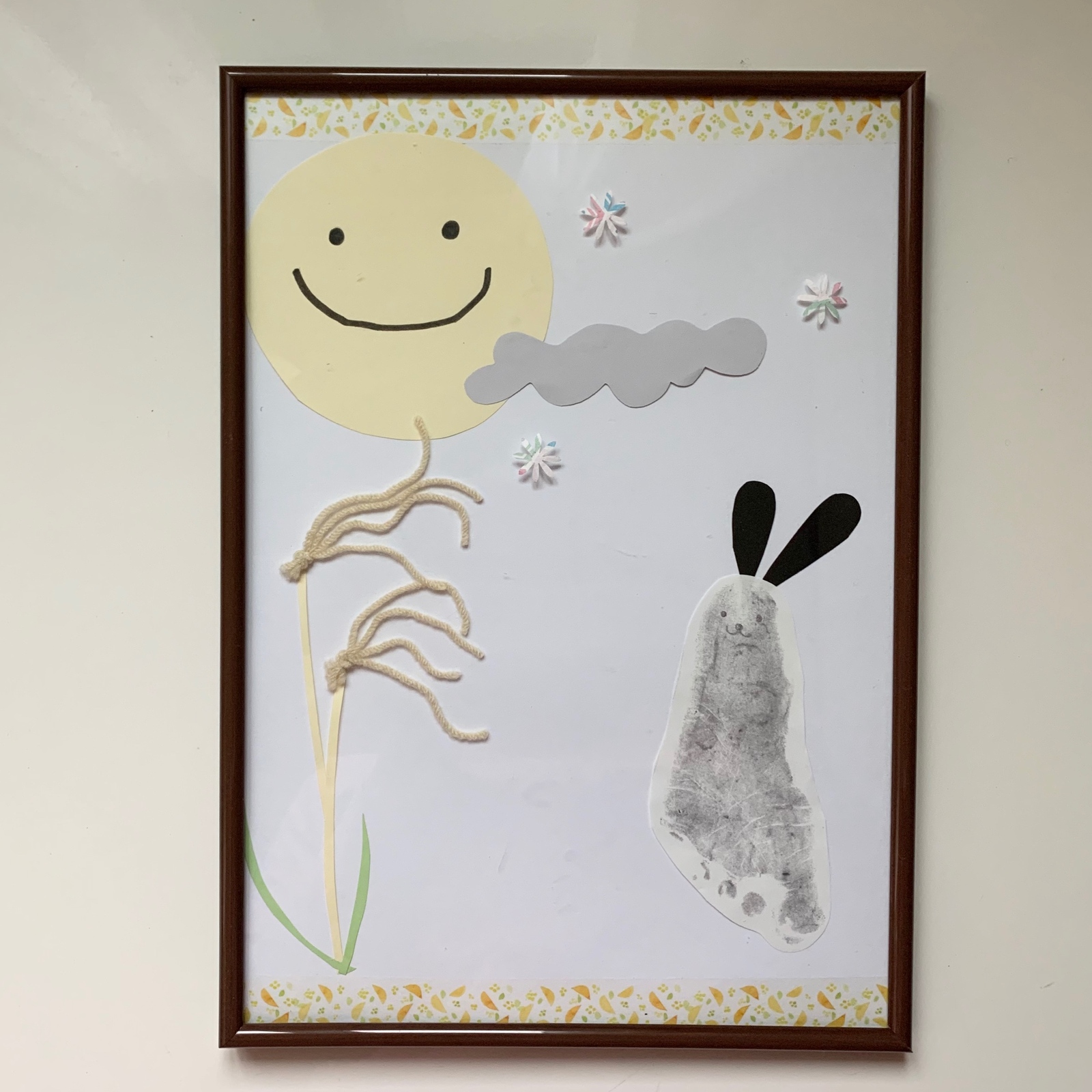 お月見アート エンボス手形アート山口県宇部市 手形足形アート まるさんかく