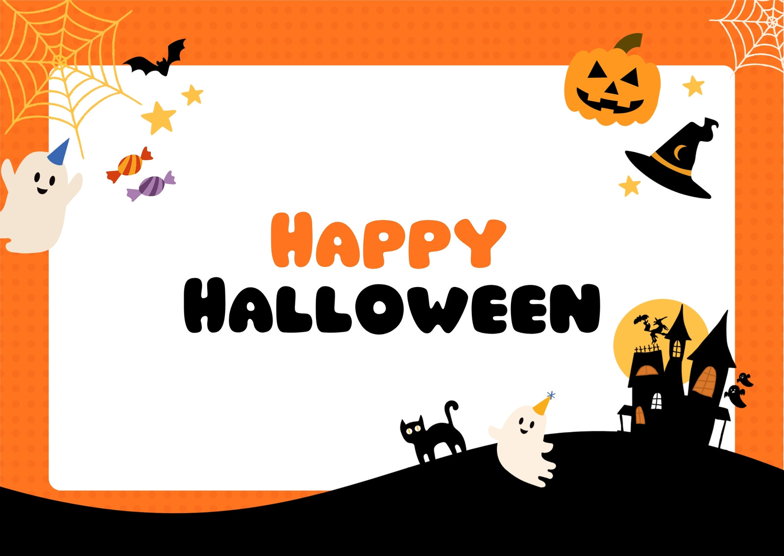 メッセージカードテンプレート07「ハロウィンにお薦めのイラスト入り」 PDF・PNG 無料ダウンロードテンプレートNAVI