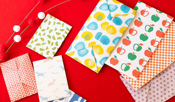 ポチ袋 お年玉袋 のテンプレート 花柄・ピンク・緑 イラスト商用フリー 無料 のイラスト素材なら「イラストマンション」