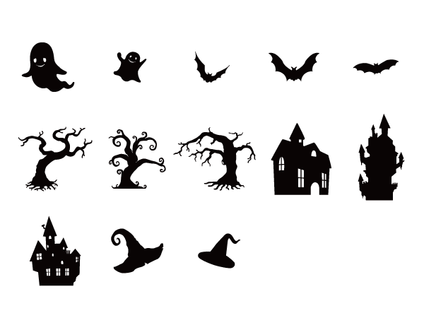 ハロウィンのお城 シルエットイラスト - No: 575398無料イラスト・フリー素材なら「イラストAC」