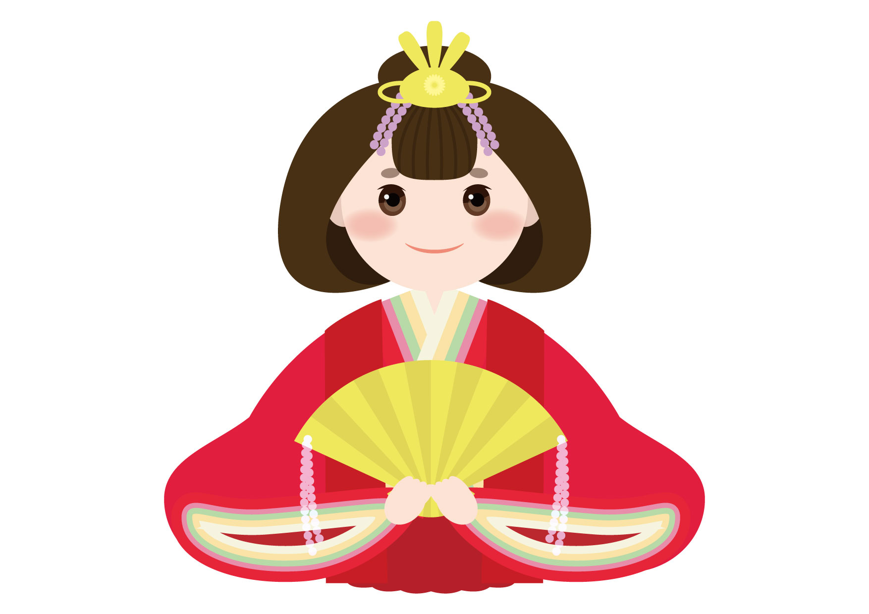 ころころかわいいお雛様＜ひな祭り・雛祭り・おひなさま・おだいりさま・お内裏様・３月・桃の節句＞ひな祭りに使えるワンポイントカット無料イラスト 素材TemplateBox