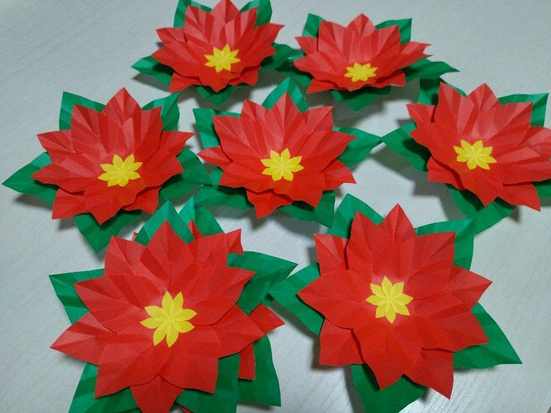 クリスマス・ポインセチア・三色・折り紙 ・壁面飾り ☆送料無料☆その他インテリア雑貨 グレーシィー 新アカ→りんに移行中通販8253910Creema クリーマ