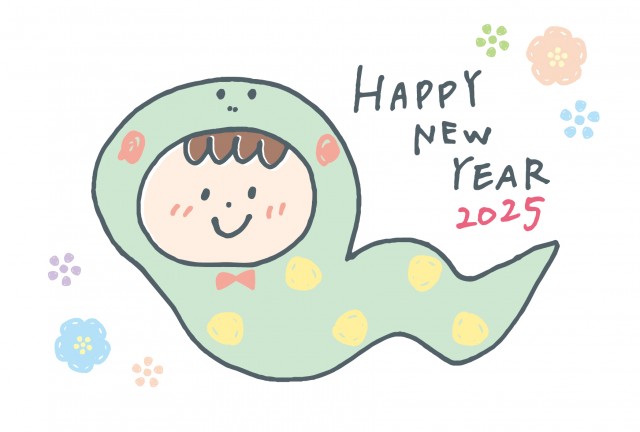 2025年巳年 和風な手書きへびの年賀状テンプレート - 商用利用可能な写真素材・イラスト素材ならストックフォトの定額制ペイレスイメージズ