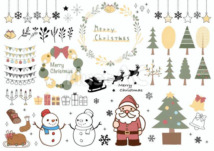 手書き風でかわいいクリスマス雪だるまの無料イラスト・商用フリーオイデ43