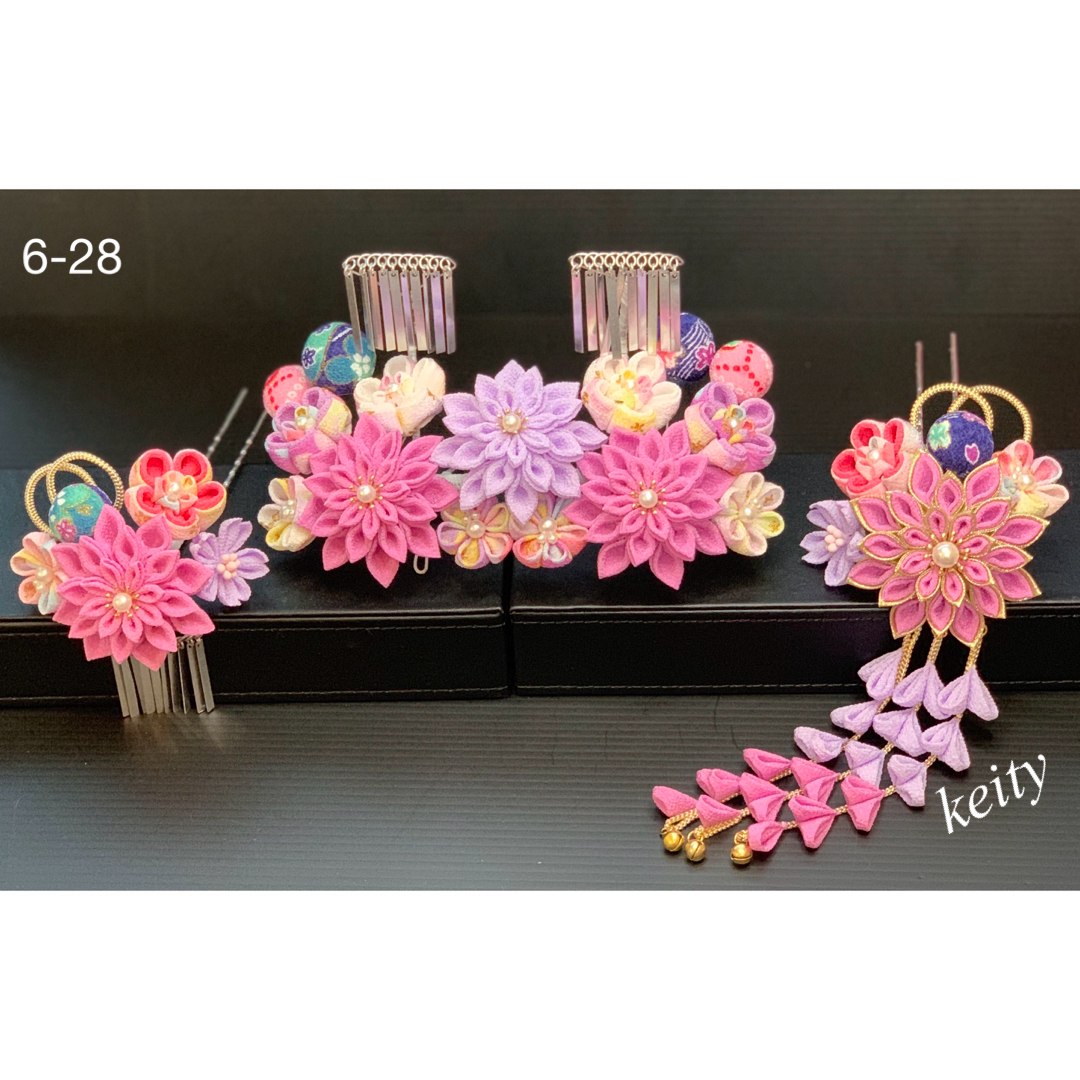 七五三 髪飾り 2点セットつまみ細工 A B D F Kパッチン留め 簡単 三歳 七歳 女の子 ガールズ キッズ 子供 セット 華やか豪華 おしゃれ かわいい 花 鈴 赤 ピンク オレンジ 19colorsきものKYOETSU 公式