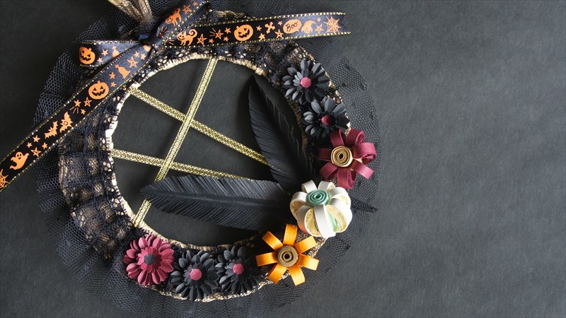 No.73 フローリストが作る フラワーリース ハロウィン 玄関リース 折り紙などで作る『ペーパ