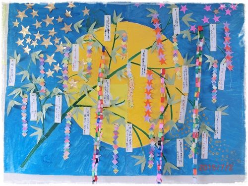 壁面飾り工房本店 壁面装飾・パネルシアター・ペープサート・型紙・知育・保育・介護商品の販売☆無料ダウンロード型紙「笹飾り」七夕 夏 ７月幼稚園 保育園 老人ホーム 介護施設 デイサービス 壁面装飾 型紙 製作 イベント タイトル☆