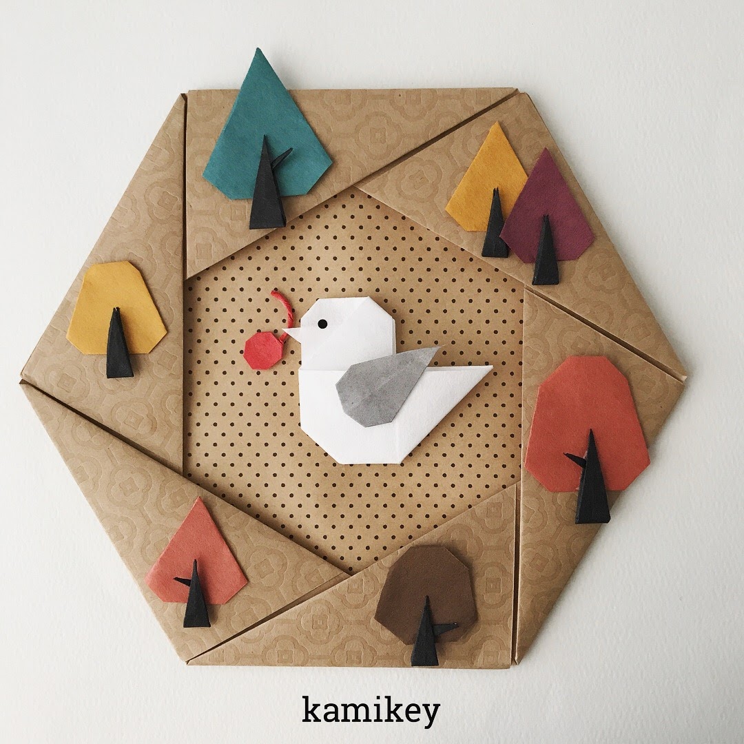 折り紙などで作る『ペーパーフラワー秋のリース』 Paper Flower Autumn Wreath